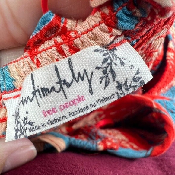 Free People Intimately Small heat wave maxi dress red Blue Asymmetric Hem - Picture 7 of 10